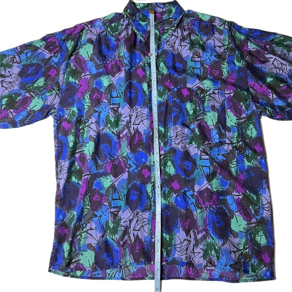 Vintage Substudio Silk 80s Party Shirt XL | abstract short sleeve button up - Picture 7 of 7